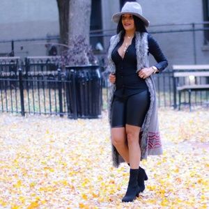 Fur neck trend cardigan tunic